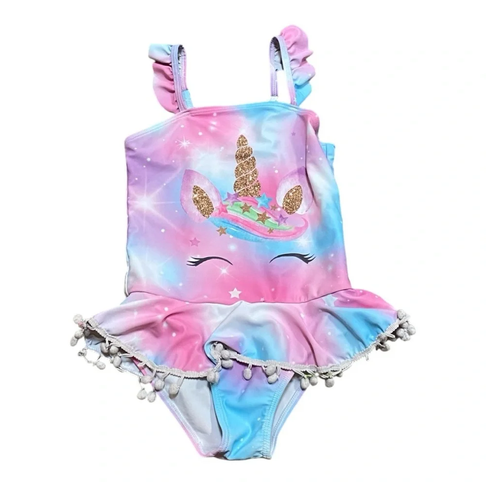 Unicorn Print Ruffle Swimsuit